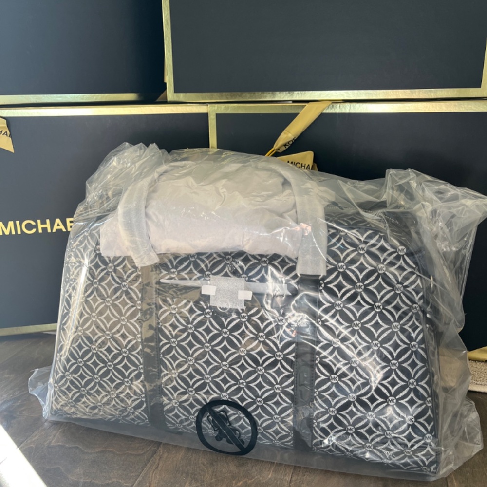 Jet Set Travel Extra-Large Metallic Logo Jacquard Weekender Bag